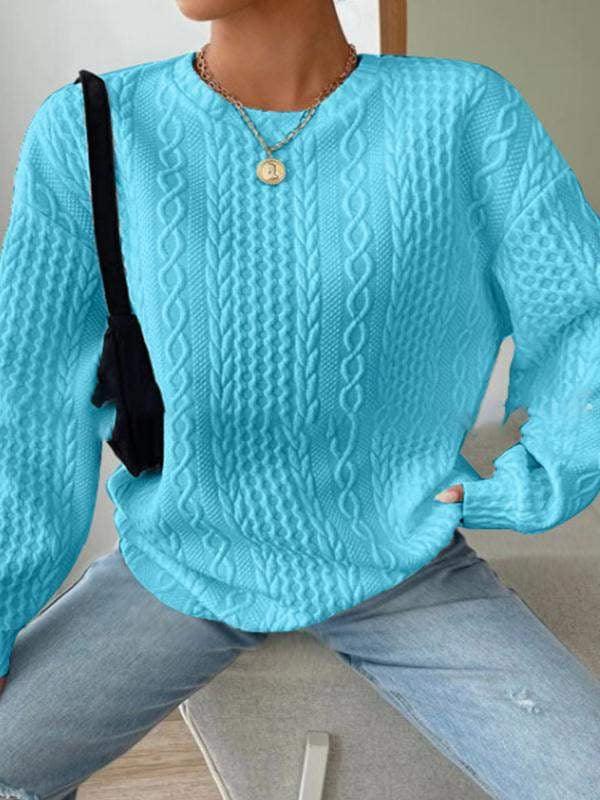 Women's Casual and Comfortable Jacquard Crew Neck Sweater