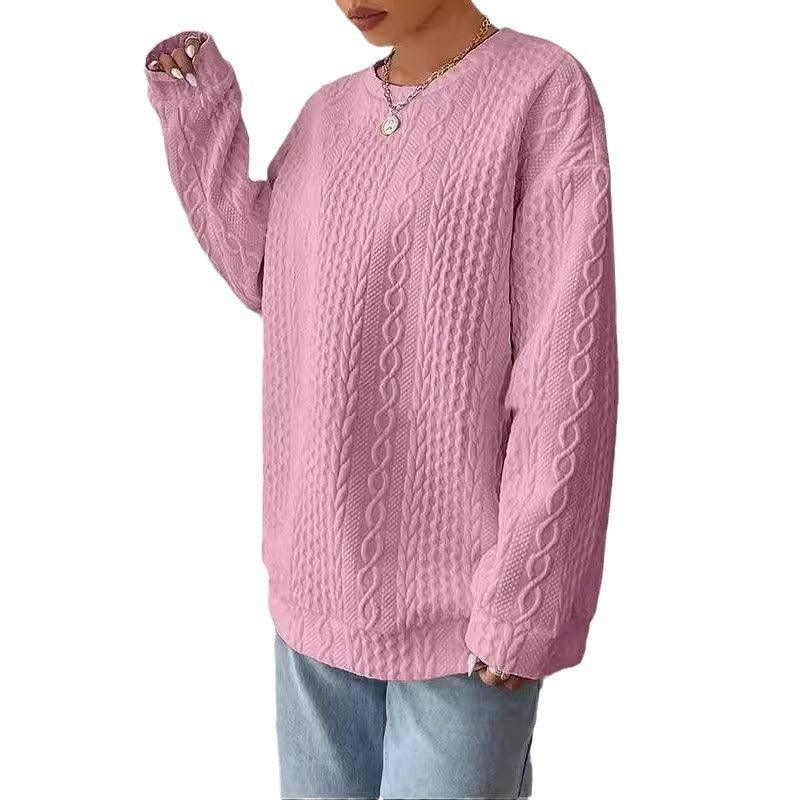 Women's Casual and Comfortable Jacquard Crew Neck Sweater