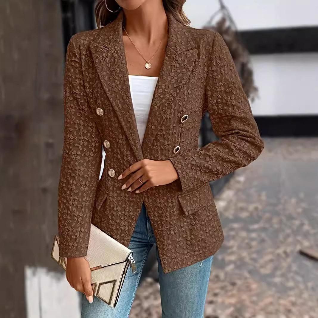 Blazer Double boutonnage de couleur Pure pour femme, vêtement de tempérament à la mode d'hiver