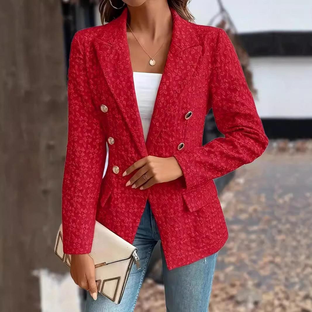 Blazer Double boutonnage de couleur Pure pour femme, vêtement de tempérament à la mode d'hiver