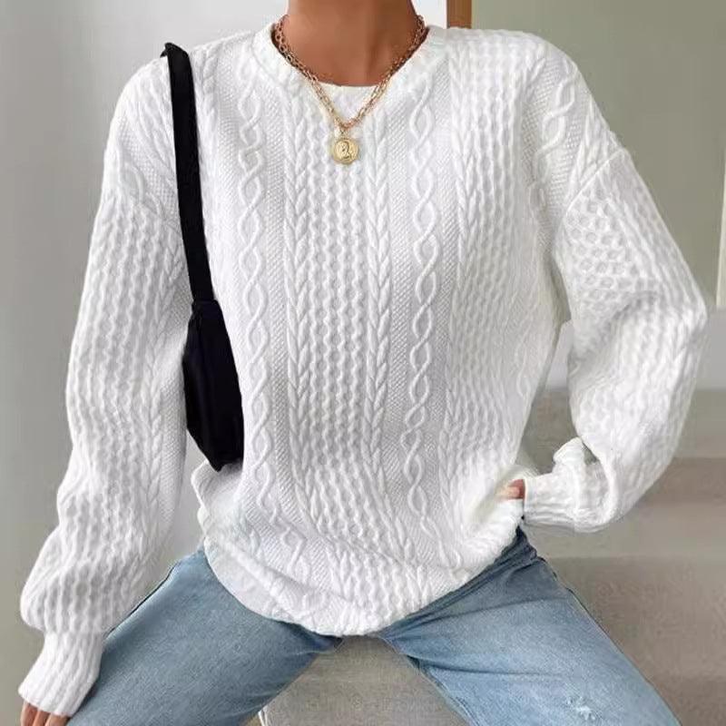 Women's Casual and Comfortable Jacquard Crew Neck Sweater