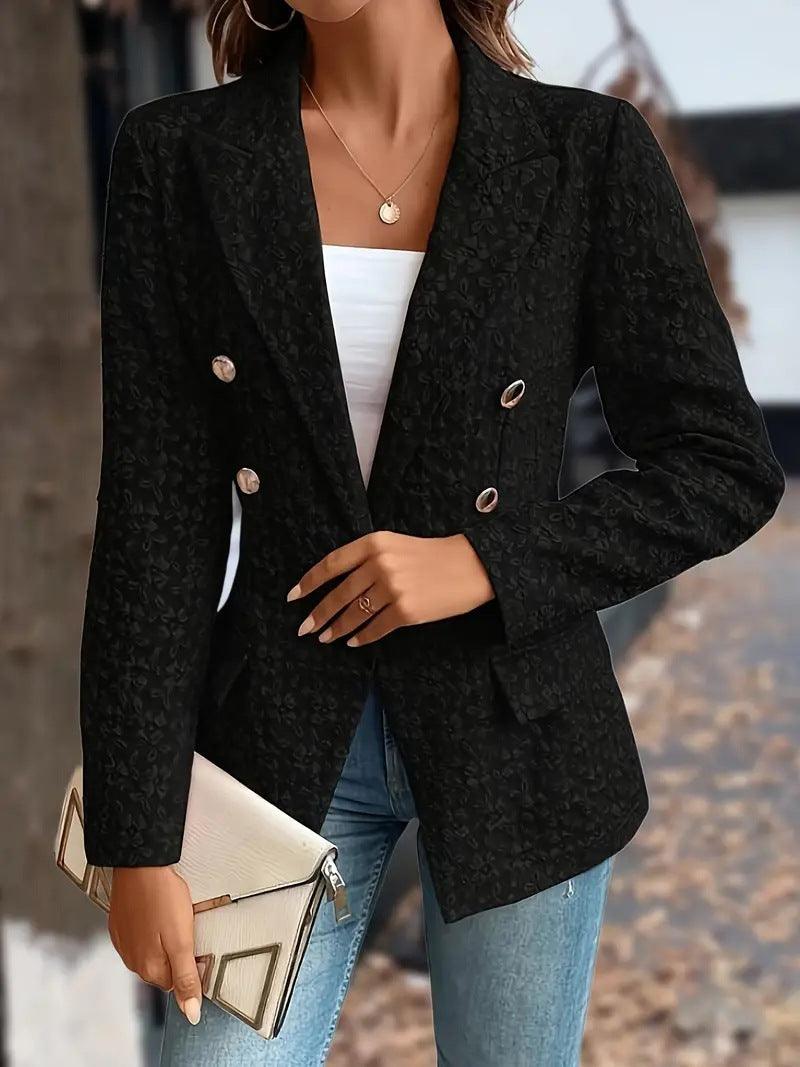 Blazer Double boutonnage de couleur Pure pour femme, vêtement de tempérament à la mode d'hiver