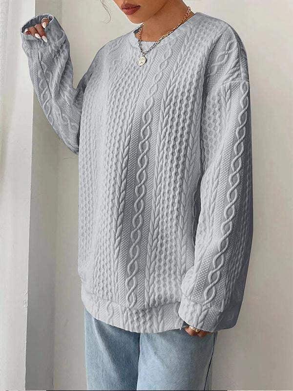 Women's Casual and Comfortable Jacquard Crew Neck Sweater