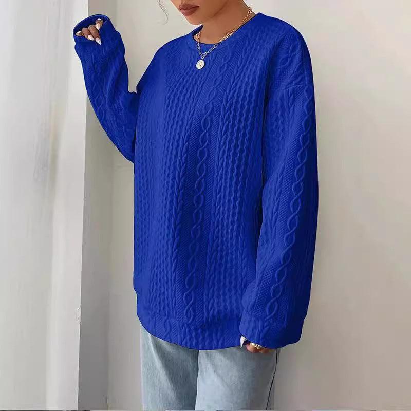 Women's Casual and Comfortable Jacquard Crew Neck Sweater