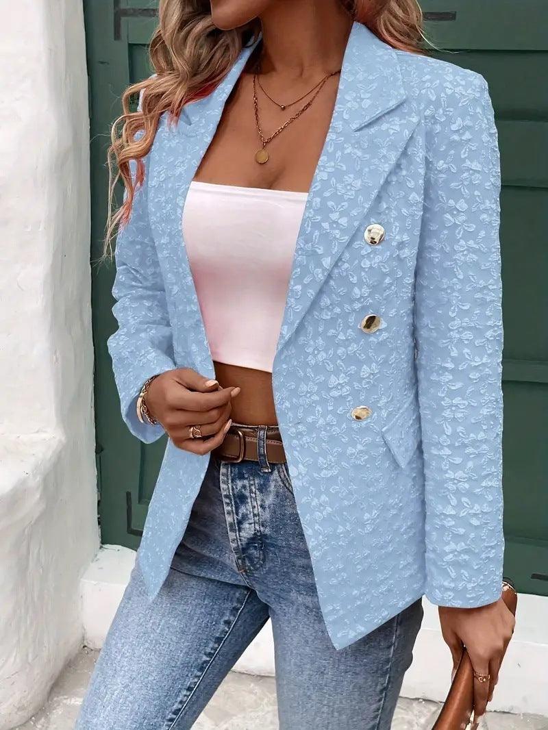 Blazer Double boutonnage de couleur Pure pour femme, vêtement de tempérament à la mode d'hiver