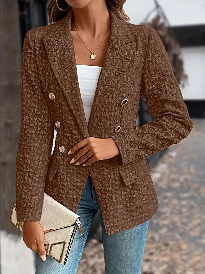 Blazer Double boutonnage de couleur Pure pour femme, vêtement de tempérament à la mode d'hiver