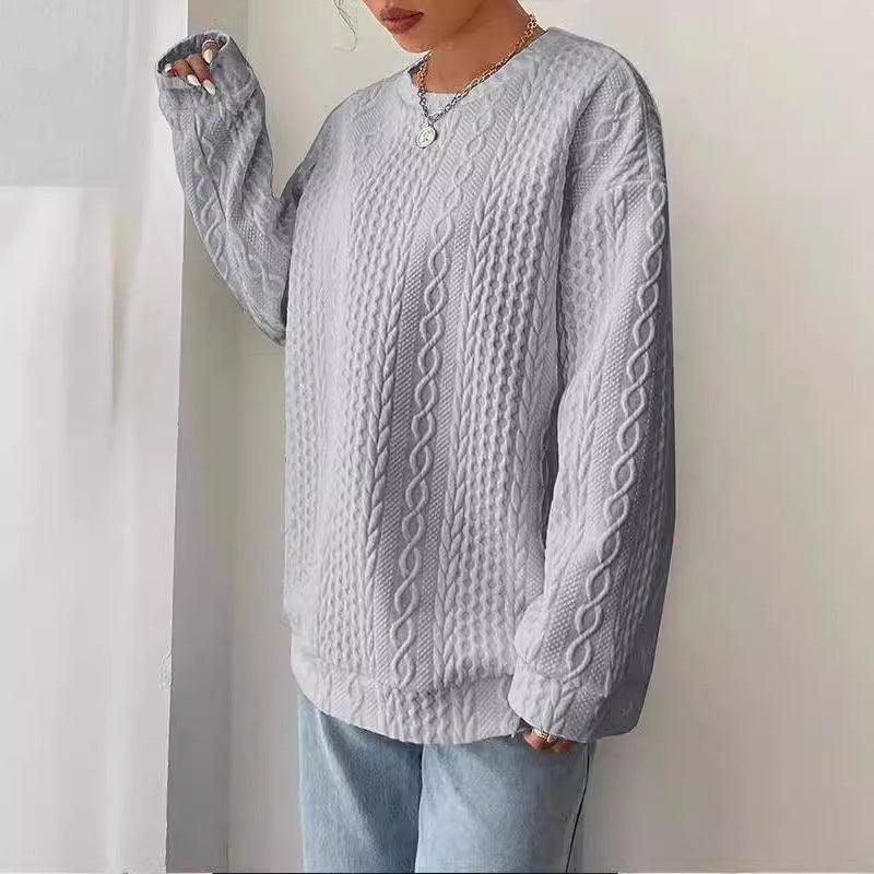 Women's Casual and Comfortable Jacquard Crew Neck Sweater