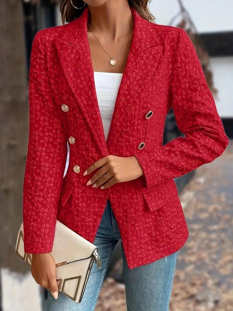 Blazer Double boutonnage de couleur Pure pour femme, vêtement de tempérament à la mode d'hiver