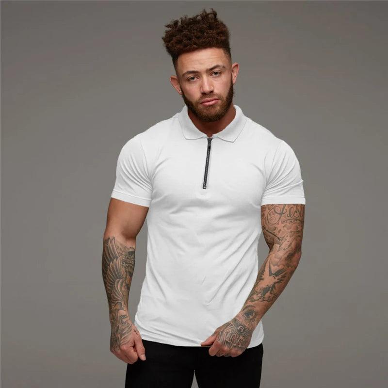 Musclegars – Polo décontracté manches courtes, uniforme de fitness pour hommes, couleur unie, bonne qualité, slim