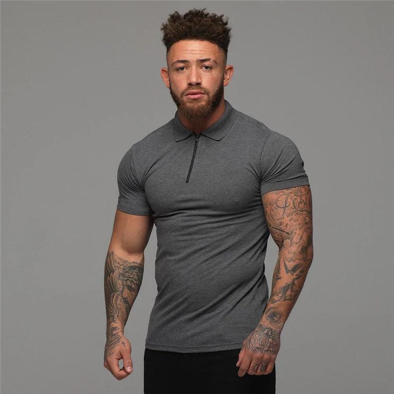 Musclegars – Polo décontracté manches courtes, uniforme de fitness pour hommes, couleur unie, bonne qualité, slim