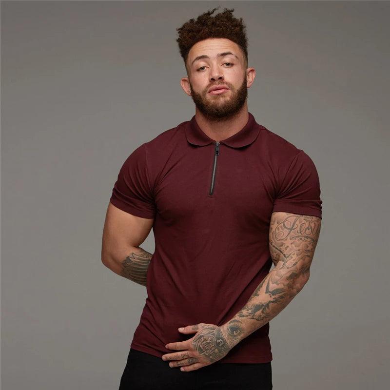 Musclegars – Polo décontracté manches courtes, uniforme de fitness pour hommes, couleur unie, bonne qualité, slim