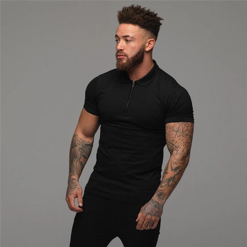 Musclegars – Polo décontracté manches courtes, uniforme de fitness pour hommes, couleur unie, bonne qualité, slim