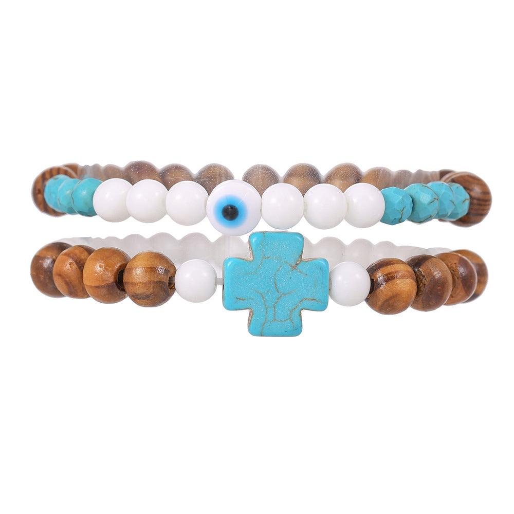 Couples Bracelet Men's Fashion Turquoise Cross Bracelet