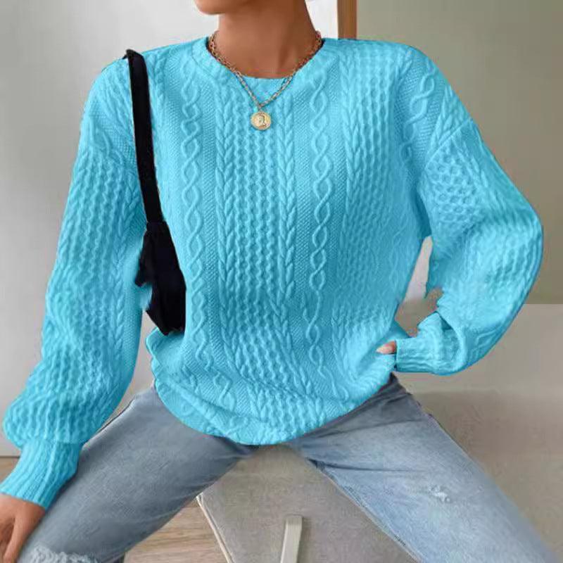 Women's Casual and Comfortable Jacquard Crew Neck Sweater