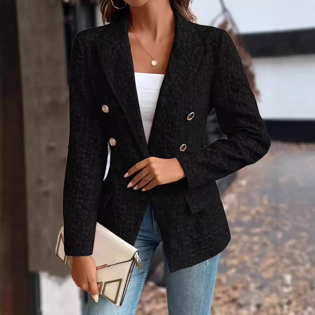 Blazer Double boutonnage de couleur Pure pour femme, vêtement de tempérament à la mode d'hiver