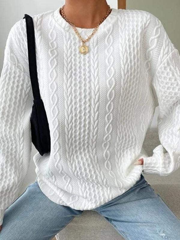 Women's Casual and Comfortable Jacquard Crew Neck Sweater